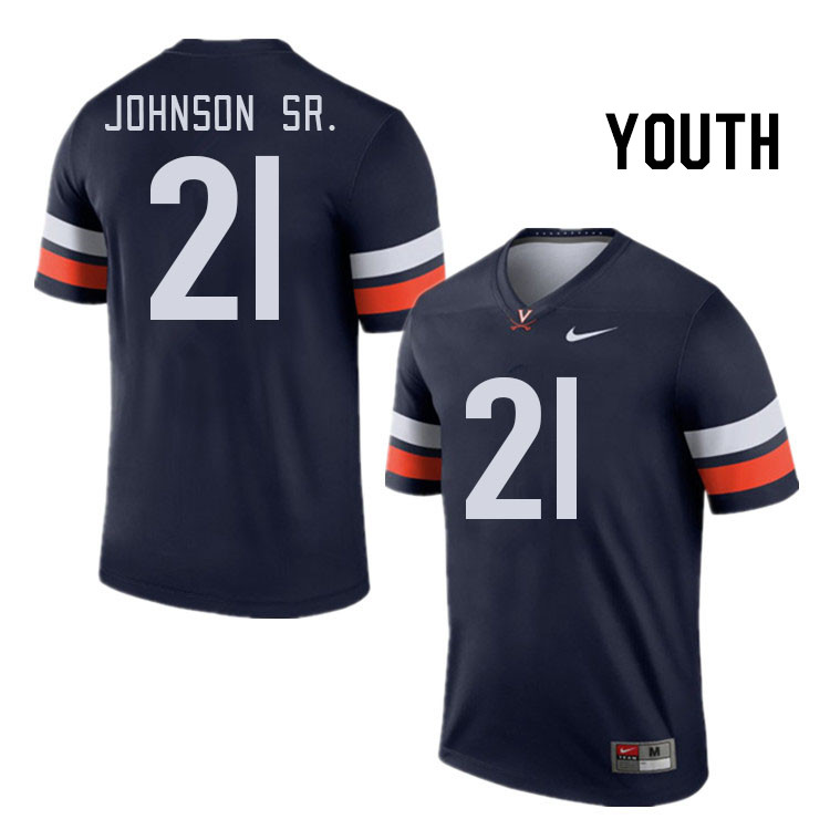 Youth #21 Donovan Johnson Sr. Virginia Cavaliers College Football Jerseys Stitched Sale-Navy